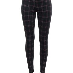 Sanctuary Runway hybrid Black Plaid Stretch slacks/Leggings with Pink Windowpane